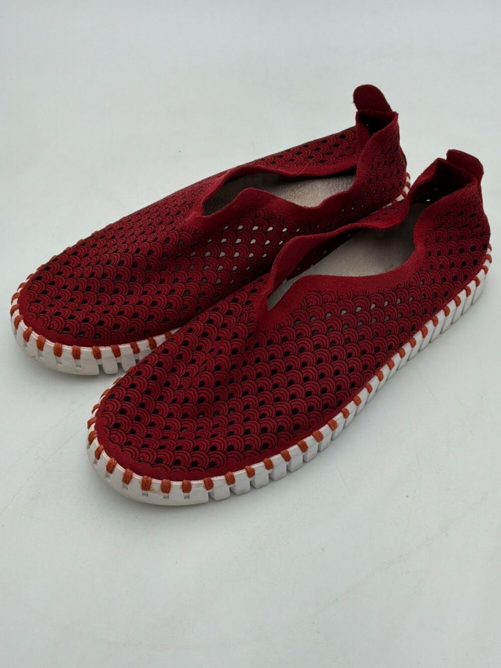 Ilse Jacobsen Tulip 139 Shoes Womens 36 Red Leather Loafers Slip-On Flats